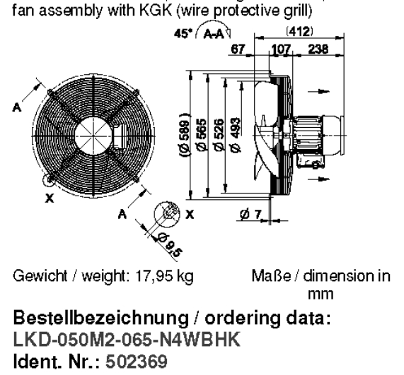 Габаритные размеры и исполнение KGV EX 500/28 T3 480V 100968
